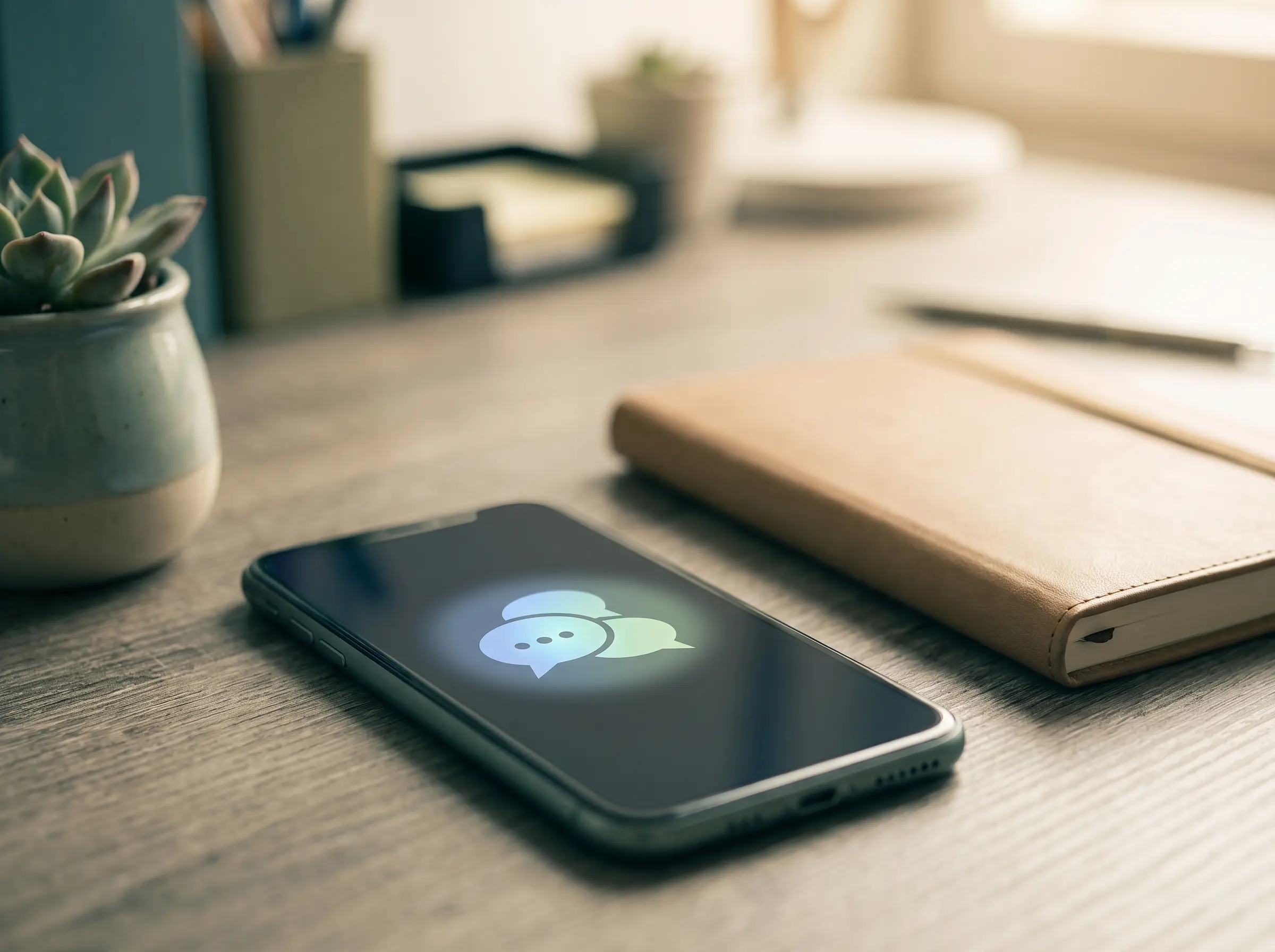 Smartphone affichant une conversation automatisée pour la prise de rendez-vous par chatbot